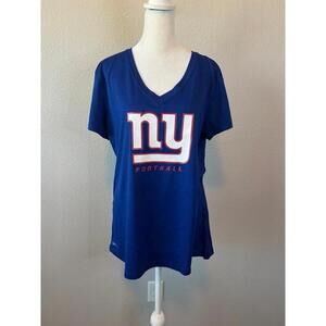 Nike Drifit NFL NY Giants Logo VNeck TShirt Blue Size Large